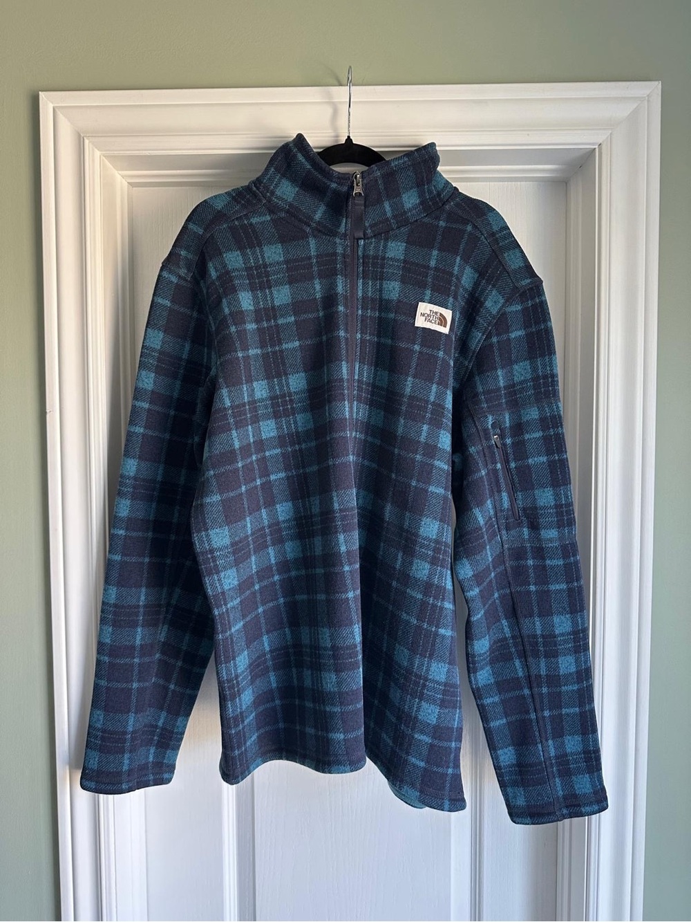 The North Face Men's Plaid Fleece 1/2 Zip Pullover - Size L